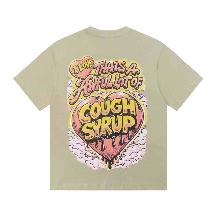 Comic Cupid Heart Element Front Back Drip Text Slogan Printed Tee 29290026