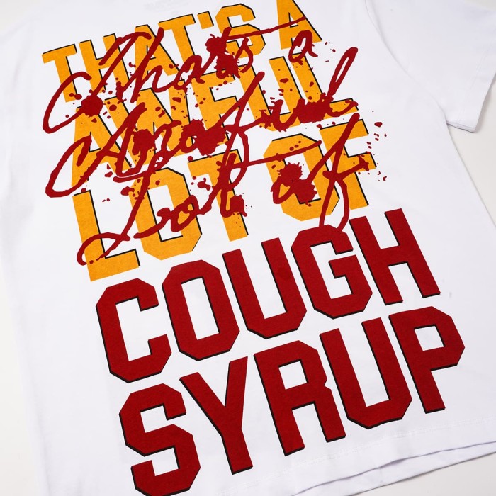 Pin-Up Lady Syrup Bottle Front Red Graffiti Overlay Stacked Letter Back Print Tee 29290078