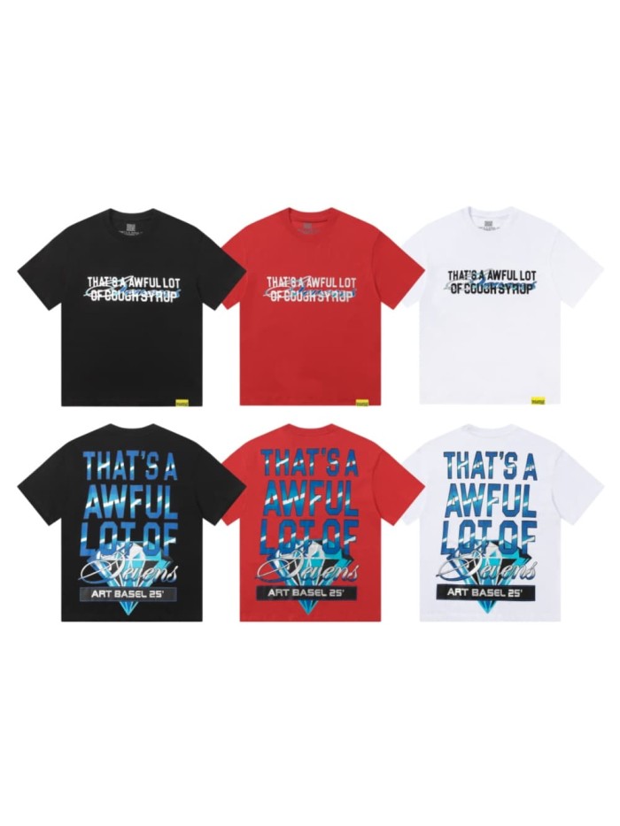 Art Basel 25 Limited Blue Water Wave Gradient Letter Diamond Sevens Back Script Overlay Text Tee 3 colors 29290138
