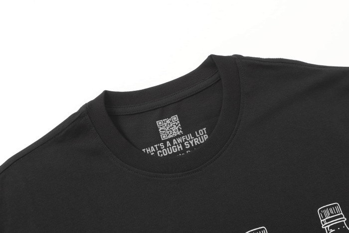 Four Outline Syrup Bottles Pink Polka Dot Liquid Level Front Half Pink Dot Filled Stacked Slogan Tee 2 colors 29290183