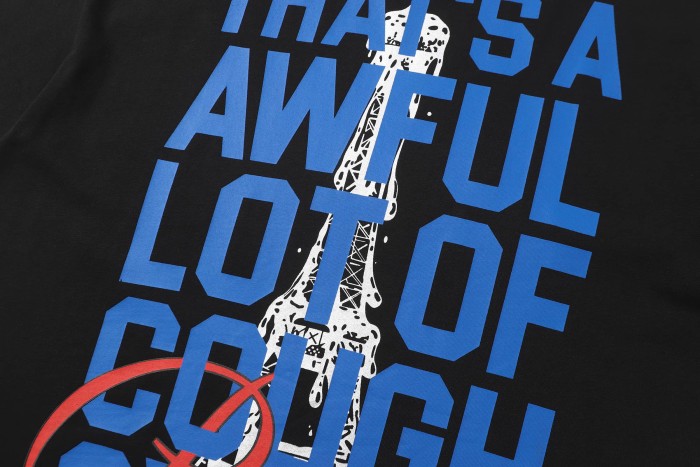 Eiffel Tower France Flag Travel Stamp Graphic Front Large Bold Blue Stacked Letter Tee 2 colors 29290156