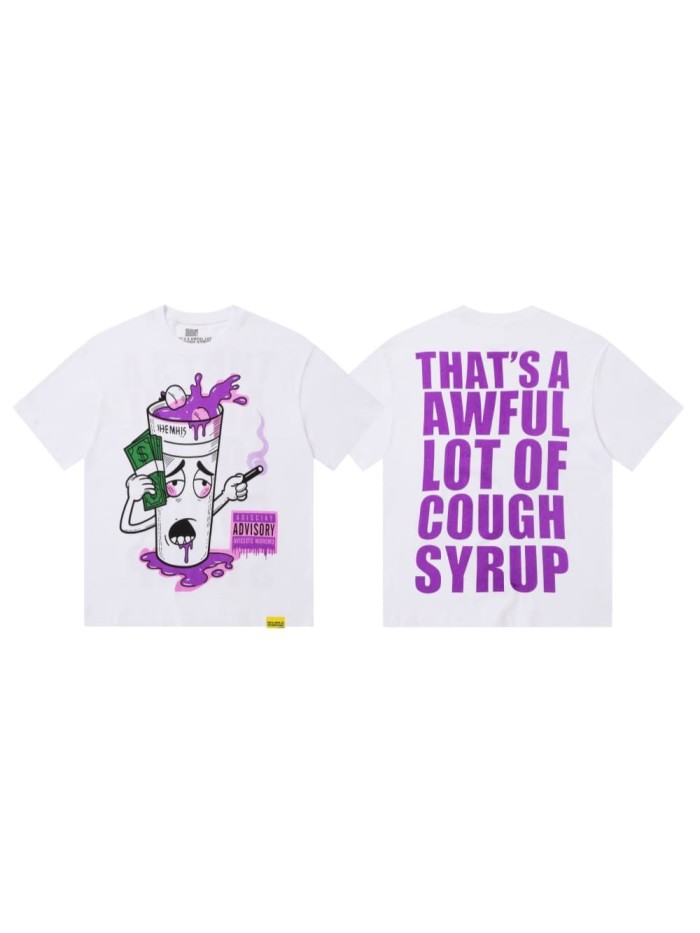 Desto Dubb Dripping Purple Liquid Cartoon Cup Double Side Bold Letter Print Tee 29290169