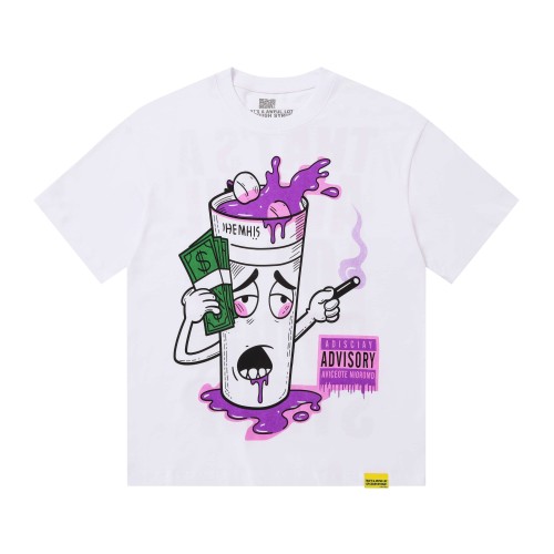Desto Dubb Dripping Purple Liquid Cartoon Cup Double Side Bold Letter Print Tee 29290169