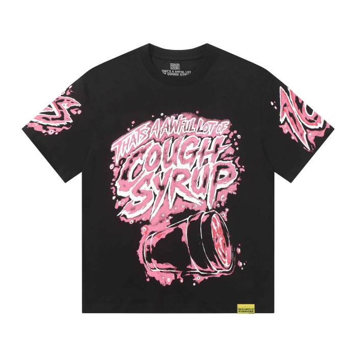 Pink Splatter Graffiti Cup Front Back Double Sided Print Tee 2 colors 29290023