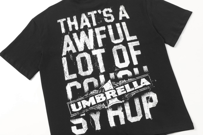 Vintage Distressed Faded Umbrella Text Front Big Stacked Letter Print Tee 2 colors 29290058