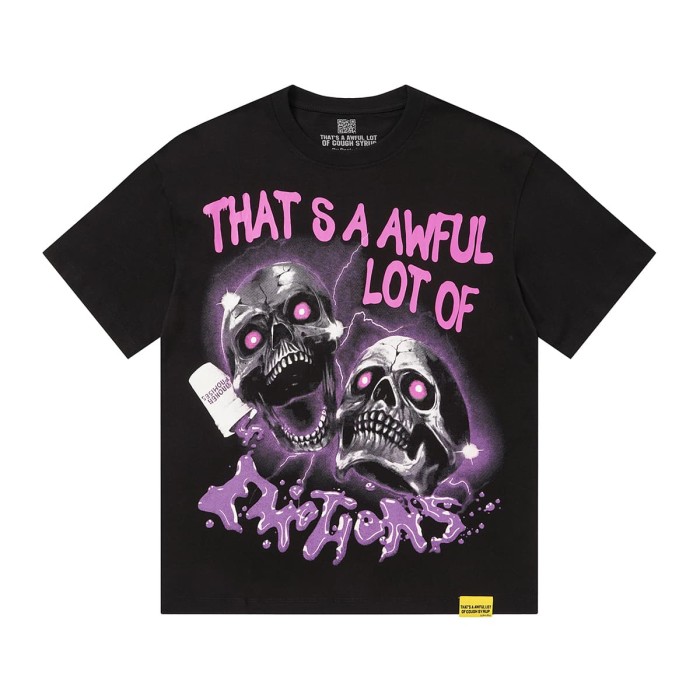 Two Purple Eye Skull Lightning Front Snake Ring Background Dripping Graffiti Text Print Tee 2 colors 29290122