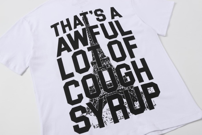 Sketch Texture Eiffel Tower ALCS Gothic Letter Front Embedded Tower Stacked Slogan Tee 2 colors 29290147