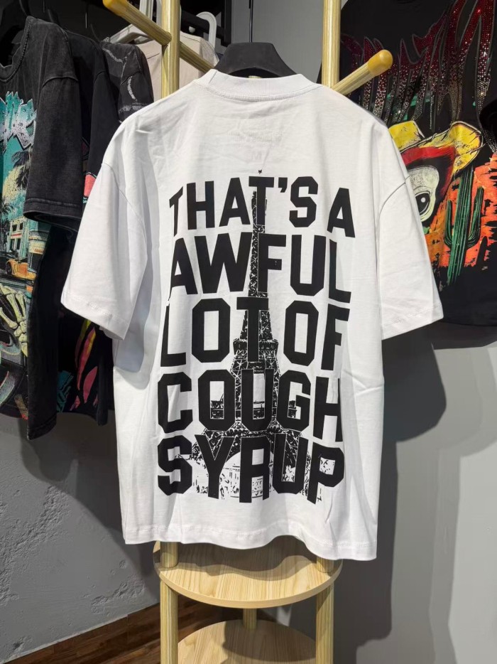 Sketch Texture Eiffel Tower ALCS Gothic Letter Front Embedded Tower Stacked Slogan Tee 2 colors 29290147