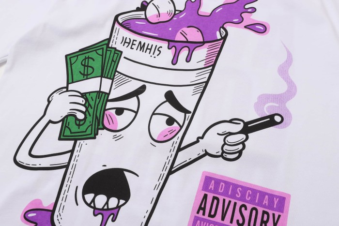 Desto Dubb Dripping Purple Liquid Cartoon Cup Double Side Bold Letter Print Tee 29290169