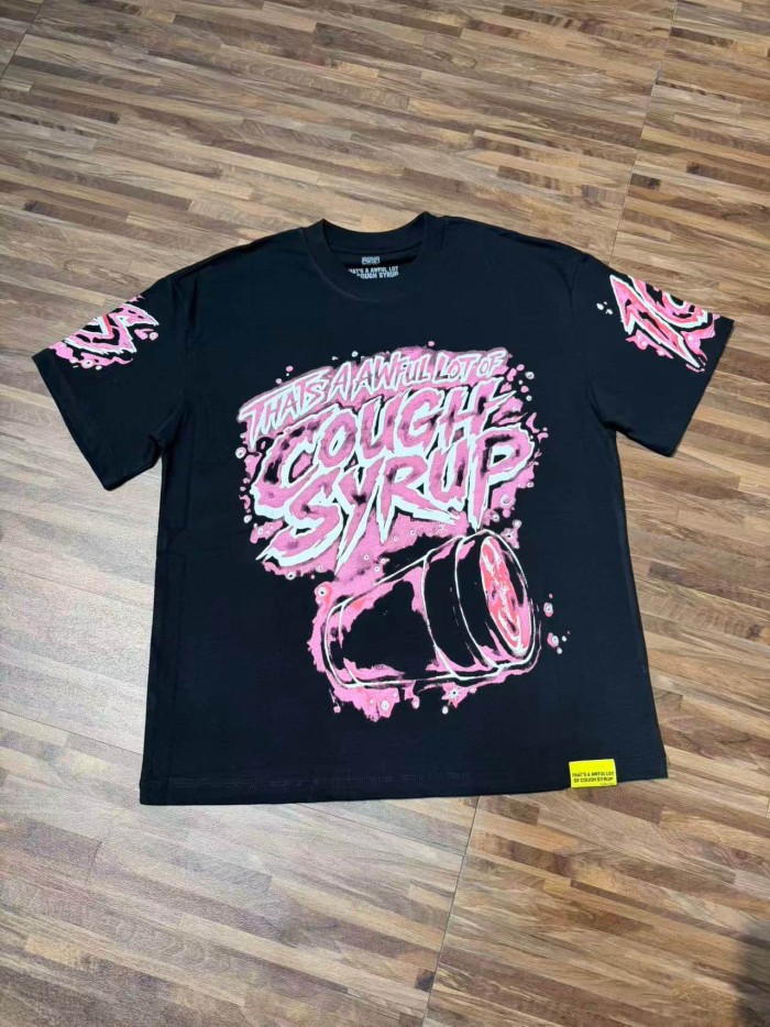 Pink Splatter Graffiti Cup Front Back Double Sided Print Tee 2 colors 29290023