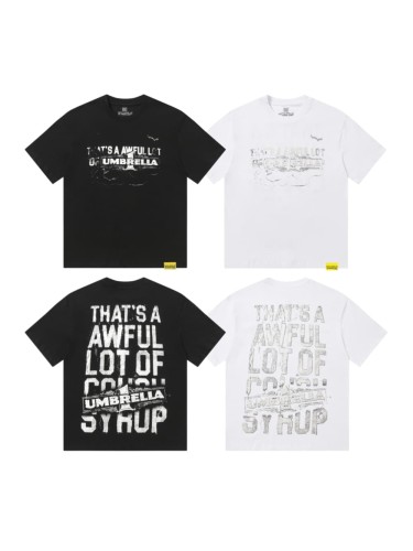 Vintage Distressed Faded Umbrella Text Front Big Stacked Letter Print Tee 2 colors 29290058