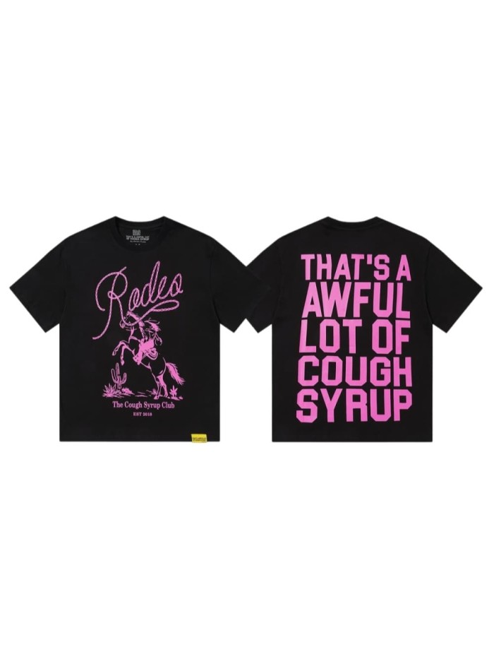 Pink Line Rodeo Cowboy Cactus Club EST 2018 Front Bold Stacked Letter Tee 29290090