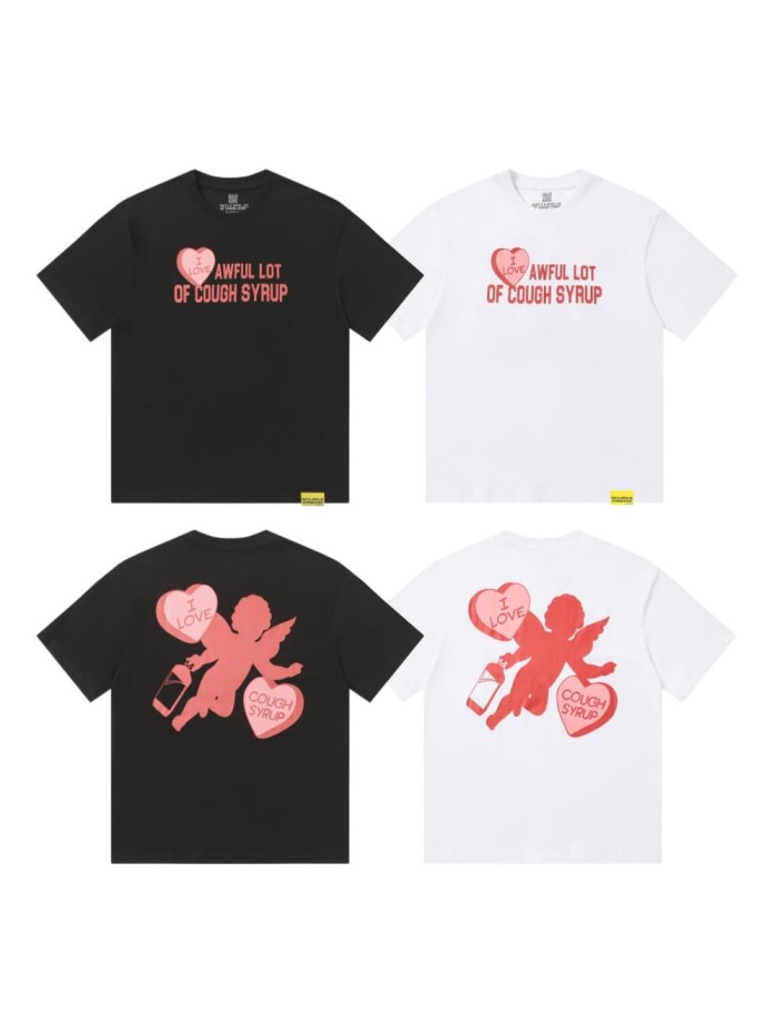 I Love Nested Heart Front Cupid Angel Syrup Bottle Back Double Sided Print Tee 2 colors 29290046