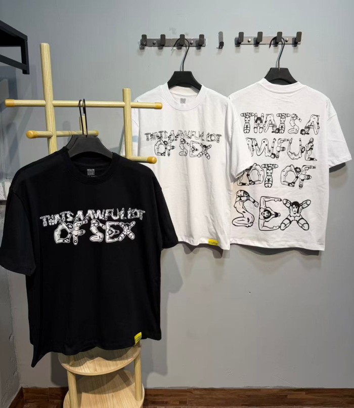 Unique Aesthetic Figure Constructed Letter Front Back Printed Tee 2 colors 29290006