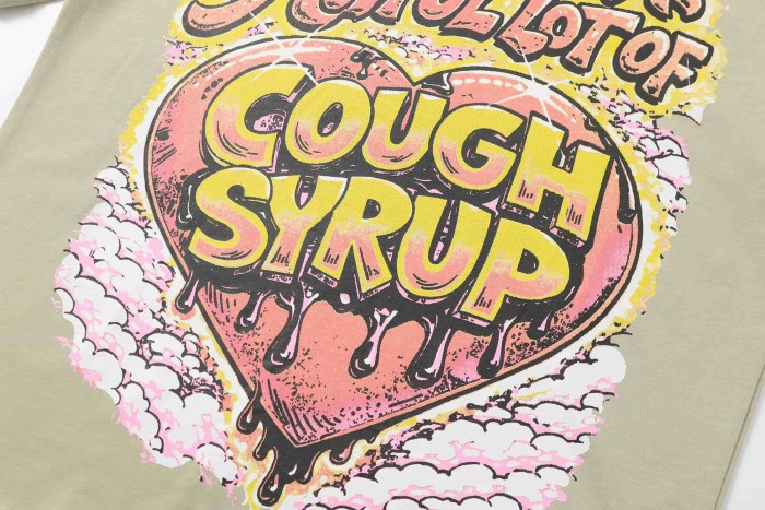Comic Cupid Heart Element Front Back Drip Text Slogan Printed Tee 29290026