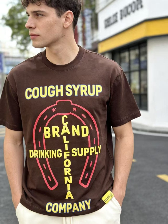 California Western Horseshoe Brand Text Front Bucking Bronco Lightning Stacked Slogan Printed Tee 29290068