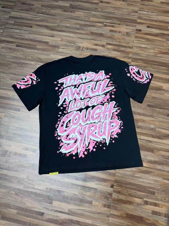 Pink Splatter Graffiti Cup Front Back Double Sided Print Tee 2 colors 29290023