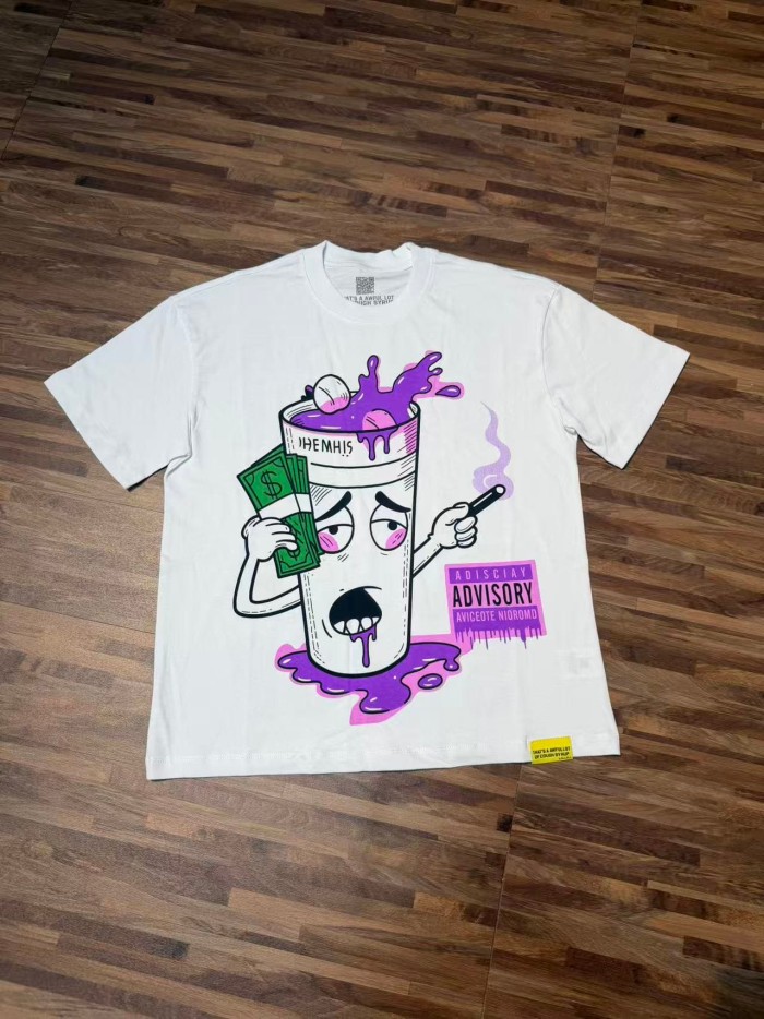 Desto Dubb Dripping Purple Liquid Cartoon Cup Double Side Bold Letter Print Tee 29290169