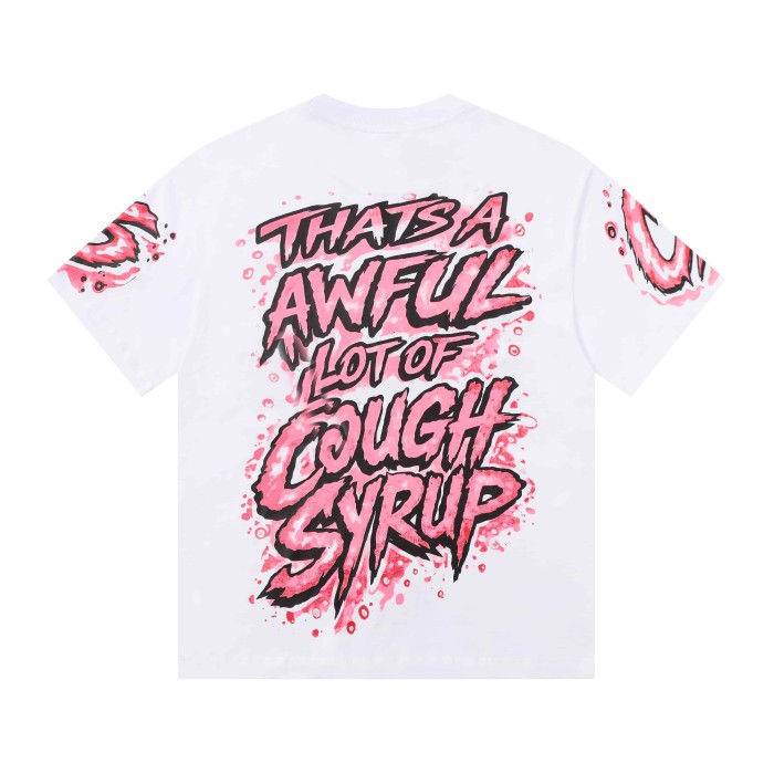 Pink Splatter Graffiti Cup Front Back Double Sided Print Tee 2 colors 29290023