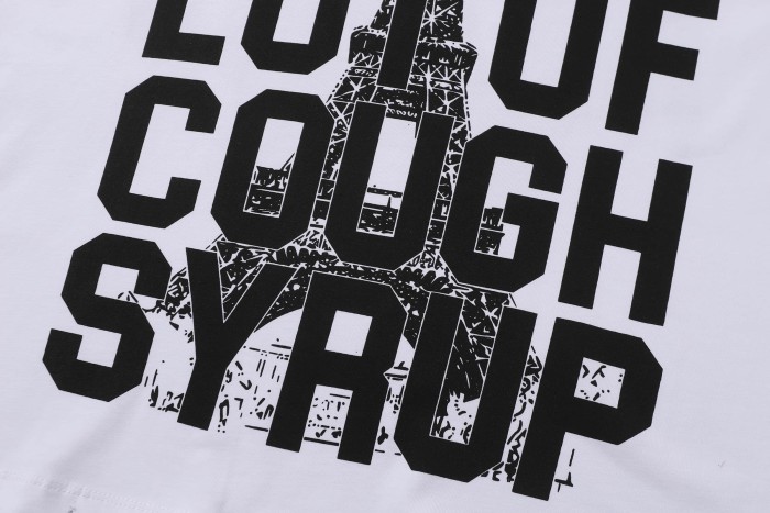 Sketch Texture Eiffel Tower ALCS Gothic Letter Front Embedded Tower Stacked Slogan Tee 2 colors 29290147