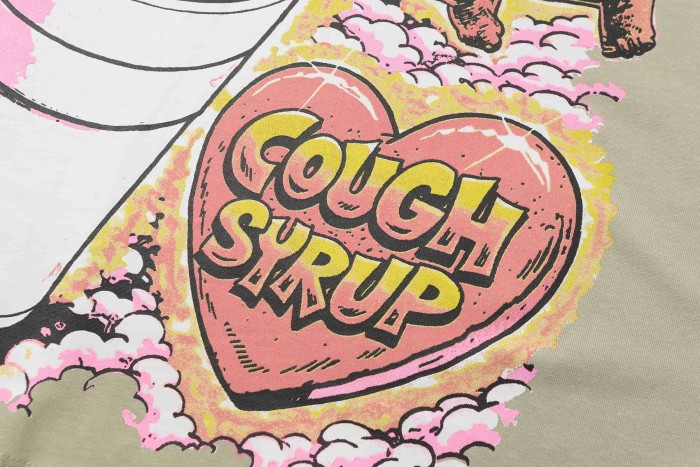 Comic Cupid Heart Element Front Back Drip Text Slogan Printed Tee 29290026