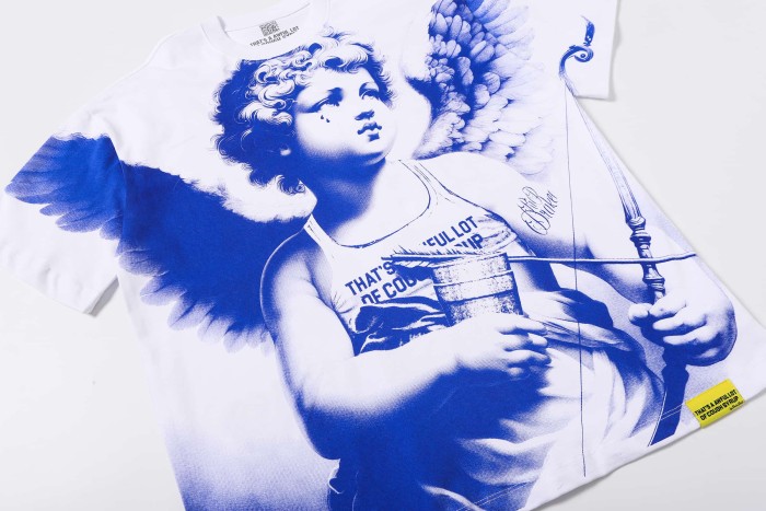 Sketch Cupid Angel Tattoo Detail Front Gothic Stacked Cursive Slogan Back Tee 4 colors 29290017