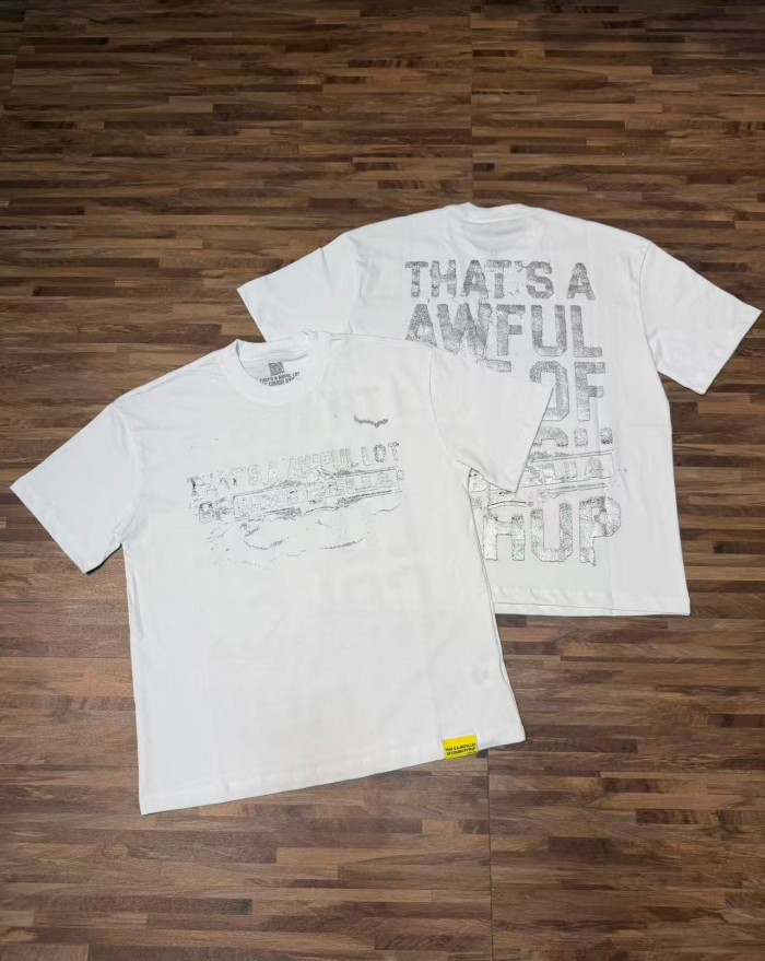 Vintage Distressed Faded Umbrella Text Front Big Stacked Letter Print Tee 2 colors 29290058