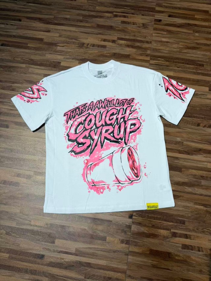 Pink Splatter Graffiti Cup Front Back Double Sided Print Tee 2 colors 29290023