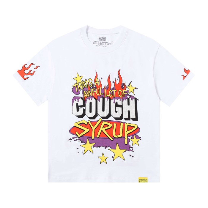 Word Star & Small Flame Decor Sleeve Side Print Large Flame Base Splash Tee 3 colors 29290130