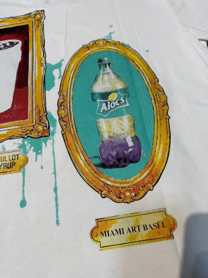 Art Gallery Street Vintage Ornate Frame Syrup Bottle Collage Print Front Dual Frame Splash Drink Cup Graphic Tee 2 colors 29302147
