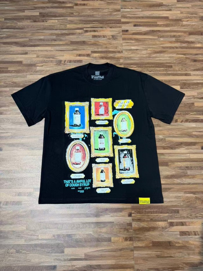 Art Gallery Street Vintage Ornate Frame Syrup Bottle Collage Print Front Dual Frame Splash Drink Cup Graphic Tee 2 colors 29302147