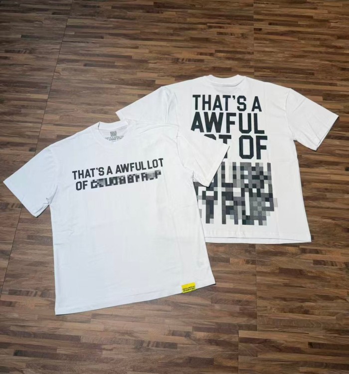 Cyber Street Glitch Pixel Mosaic Half Blur Text Front Segmented Normal & Distorted Stacked Letter Back Tee 2 colors 29302180