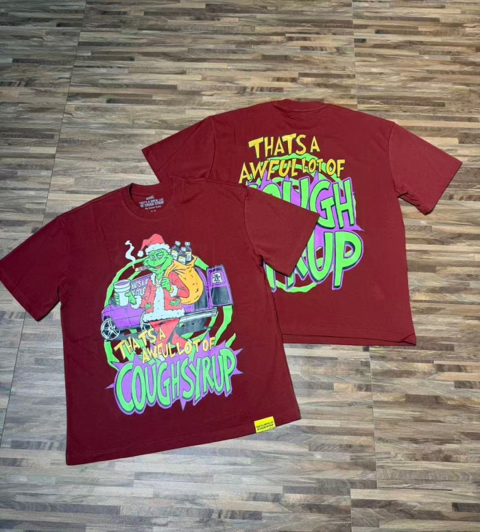 Christmas Hip Hop Cartoon Grinch Lowrider Car Graphic Front Bubble Outline Stacked Slogan Tee 2 colors 29302084