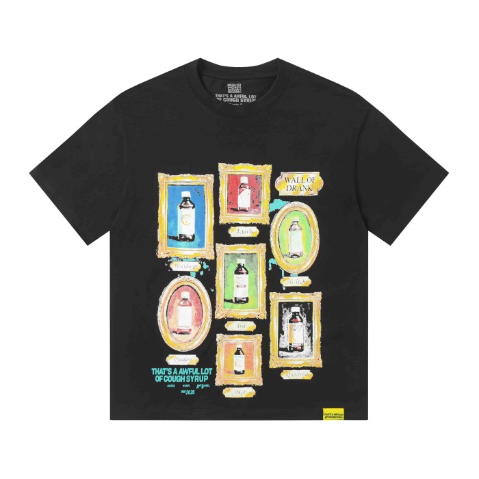 Art Gallery Street Vintage Ornate Frame Syrup Bottle Collage Print Front Dual Frame Splash Drink Cup Graphic Tee 2 colors 29302147