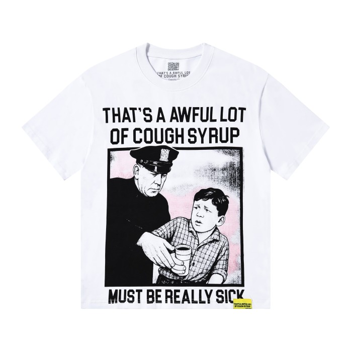 Vintage Newspaper Comic Cop & Boy Frame Graphic Front Large Black Outline Stacked Bold Letter Tee 2 colors 29302176