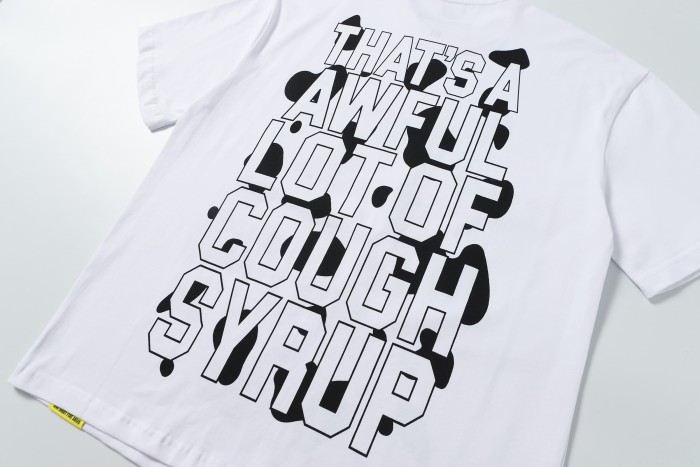 Street Irregular Cow Print Background Front Centered Horizontal Slogan Hollow Outline Stacked Letter Tee 2 colors 29302205