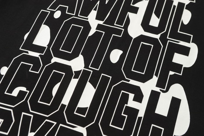 Street Irregular Cow Print Background Front Centered Horizontal Slogan Hollow Outline Stacked Letter Tee 2 colors 29302205
