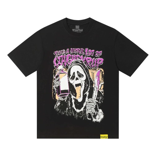 Dark Punk Horror Ghostface Graffiti Figure Drip Deformed Font Dual Side Printed Tee 29302305