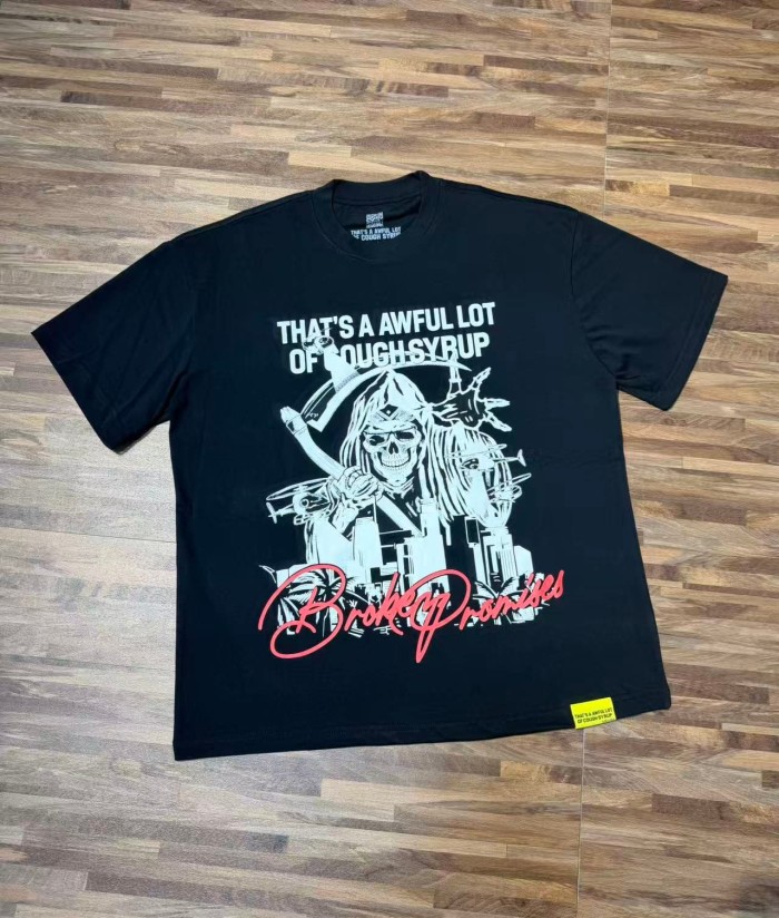 Gothic Streetwear Line Drawing Reaper Urban Scene Dual Side Contrast Script Signature Typography Tee 29302199
