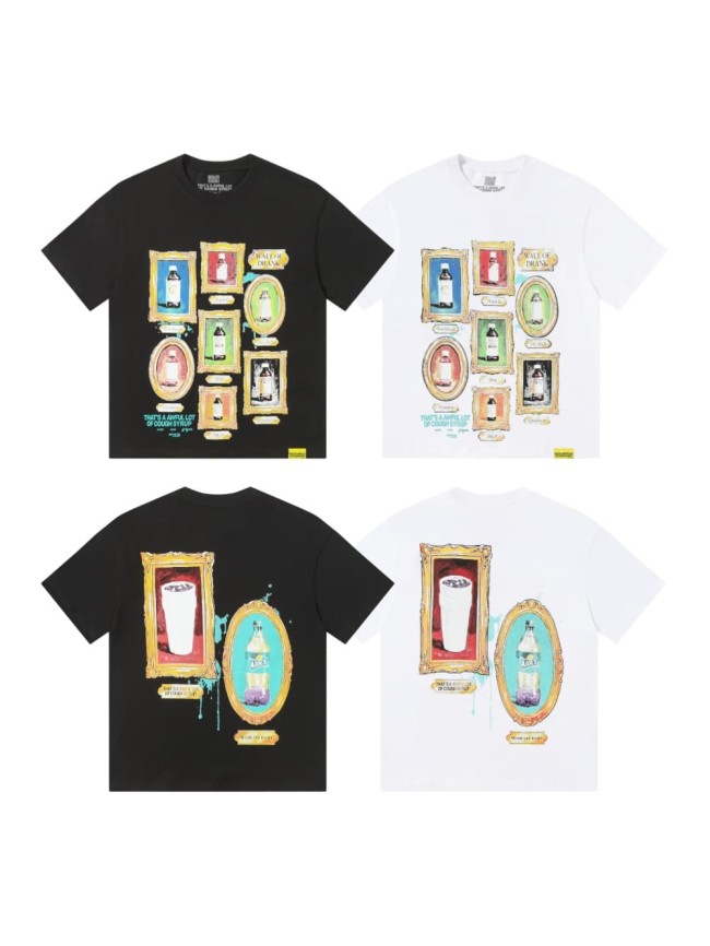 Art Gallery Street Vintage Ornate Frame Syrup Bottle Collage Print Front Dual Frame Splash Drink Cup Graphic Tee 2 colors 29302147