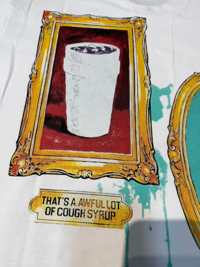 Art Gallery Street Vintage Ornate Frame Syrup Bottle Collage Print Front Dual Frame Splash Drink Cup Graphic Tee 2 colors 29302147