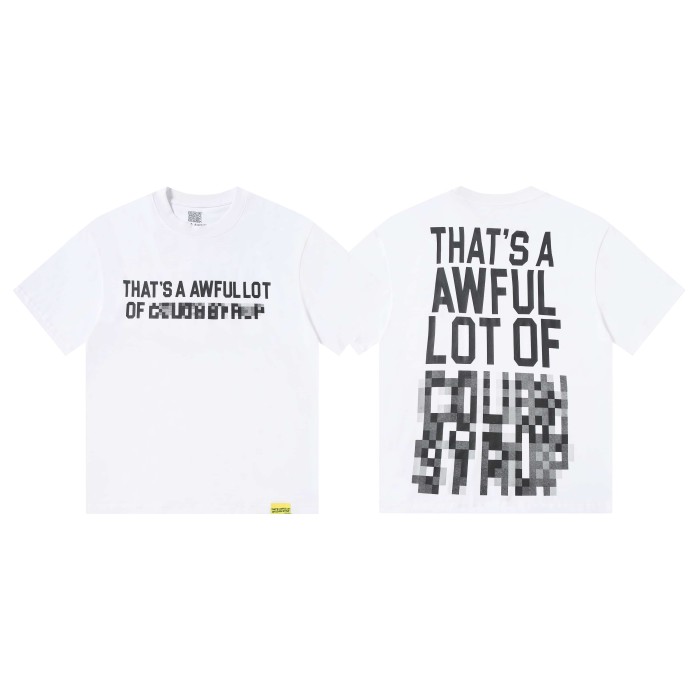 Cyber Street Glitch Pixel Mosaic Half Blur Text Front Segmented Normal & Distorted Stacked Letter Back Tee 2 colors 29302180