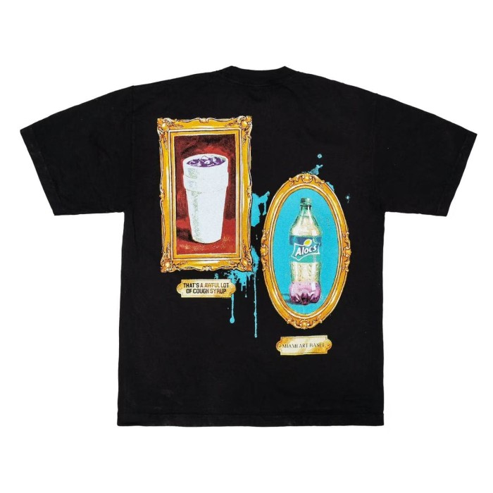 Art Gallery Street Vintage Ornate Frame Syrup Bottle Collage Print Front Dual Frame Splash Drink Cup Graphic Tee 2 colors 29302147