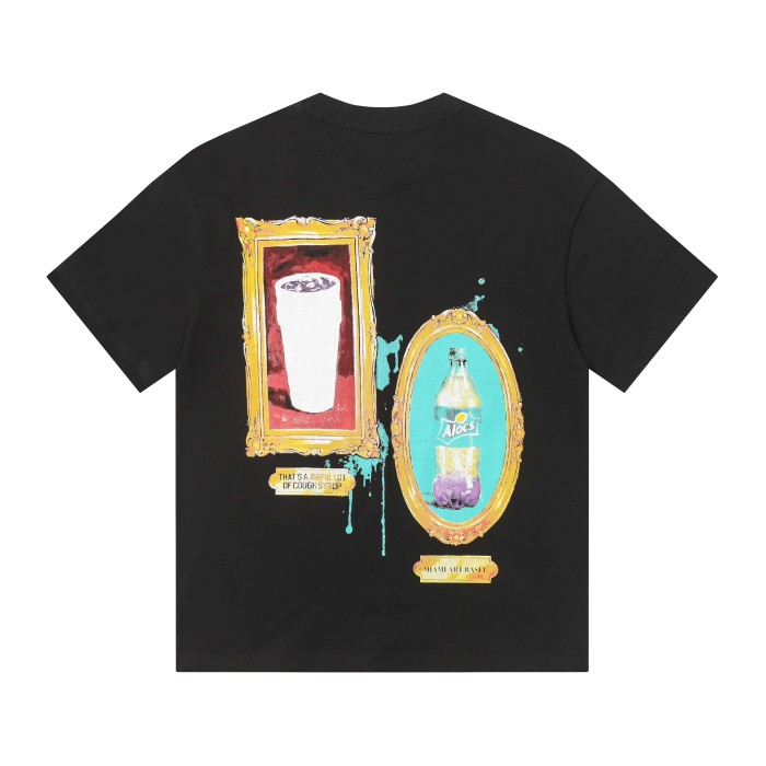 Art Gallery Street Vintage Ornate Frame Syrup Bottle Collage Print Front Dual Frame Splash Drink Cup Graphic Tee 2 colors 29302147