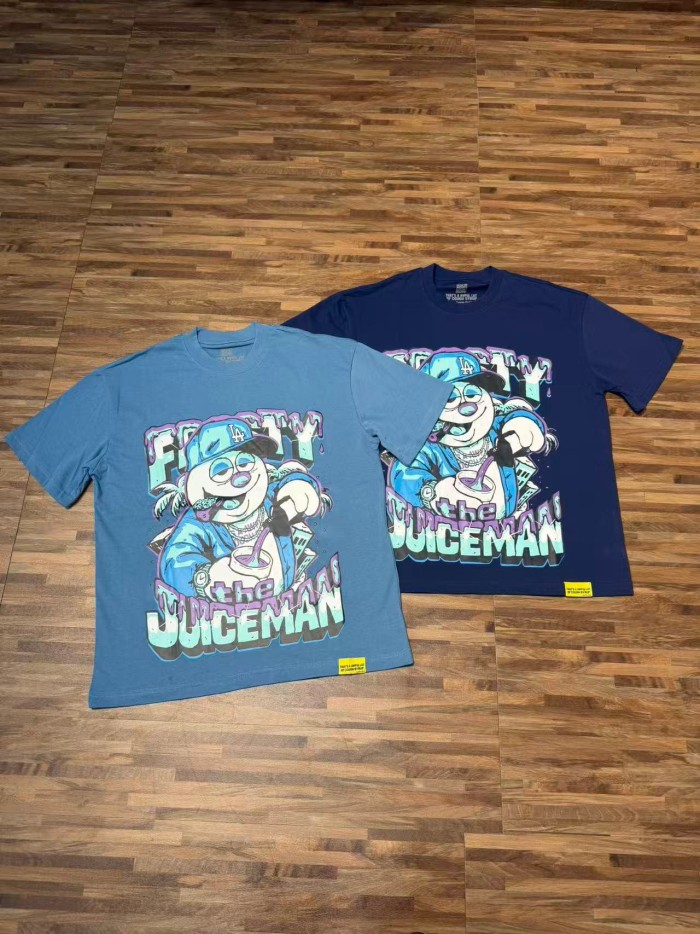 West Coast Hip Hop Drip Gradient Bubble Letter Juiceman Cartoon Graphic Front Multi Layer Outline Stacked Slogan Tee 2 colors 29302092