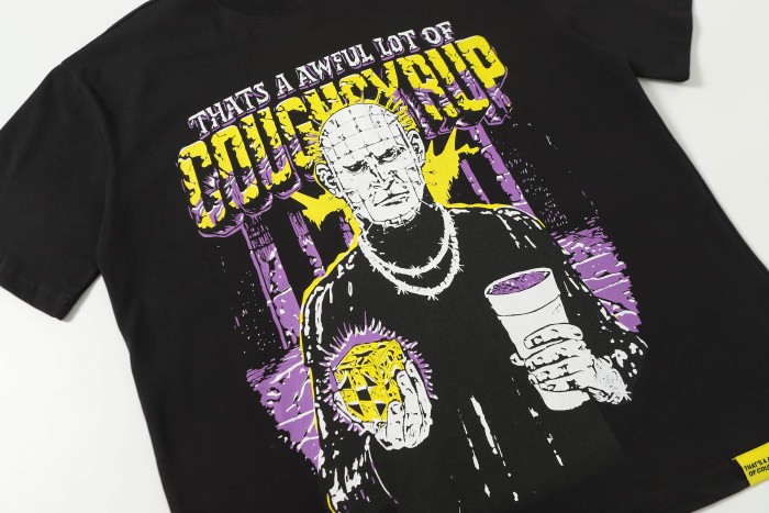 Grunge Streetwear Contrast Purple Yellow Melting Jagged Typography Portrait Poster Dual Side Print Tee 2 colors 29302208
