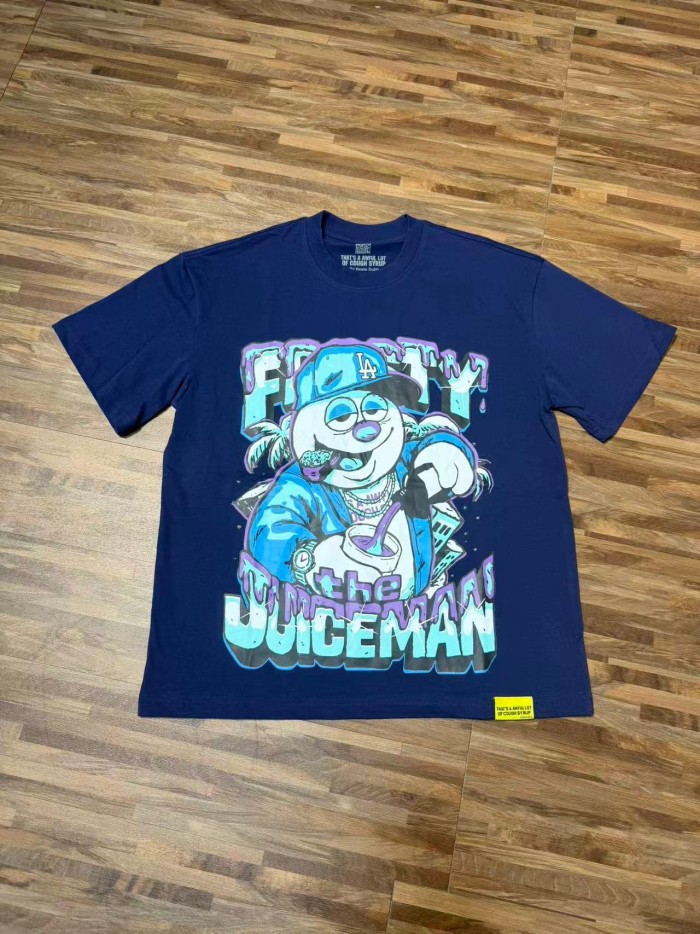 West Coast Hip Hop Drip Gradient Bubble Letter Juiceman Cartoon Graphic Front Multi Layer Outline Stacked Slogan Tee 2 colors 29302092