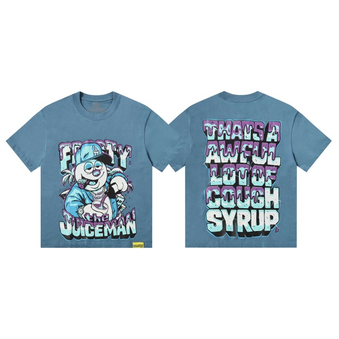 West Coast Hip Hop Drip Gradient Bubble Letter Juiceman Cartoon Graphic Front Multi Layer Outline Stacked Slogan Tee 2 colors 29302092