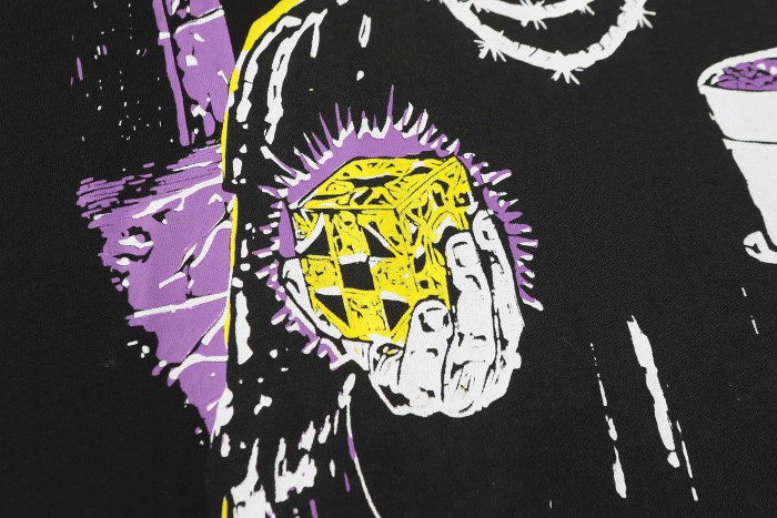 Grunge Streetwear Contrast Purple Yellow Melting Jagged Typography Portrait Poster Dual Side Print Tee 2 colors 29302208