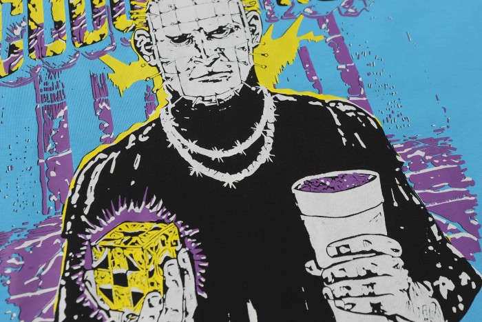 Grunge Streetwear Contrast Purple Yellow Melting Jagged Typography Portrait Poster Dual Side Print Tee 2 colors 29302208
